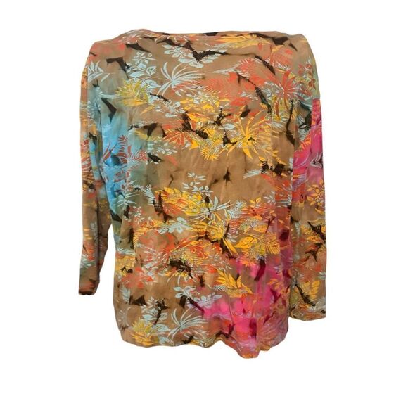 Chicos multicolored V-neck Pullover Top L/S Shirt Women Soft Pullover top, plus - Picture 4 of 9